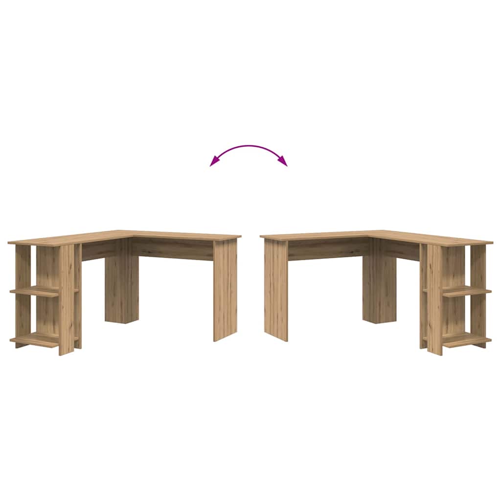 Bureau d'angle avec rangement avec étagère chêne artisanal - XIOS