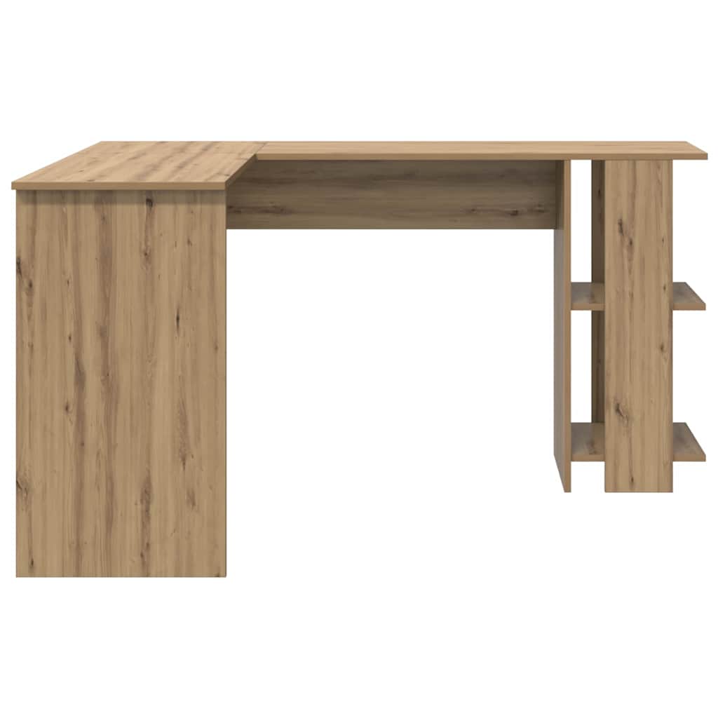Bureau d'angle avec rangement avec étagère chêne artisanal - XIOS