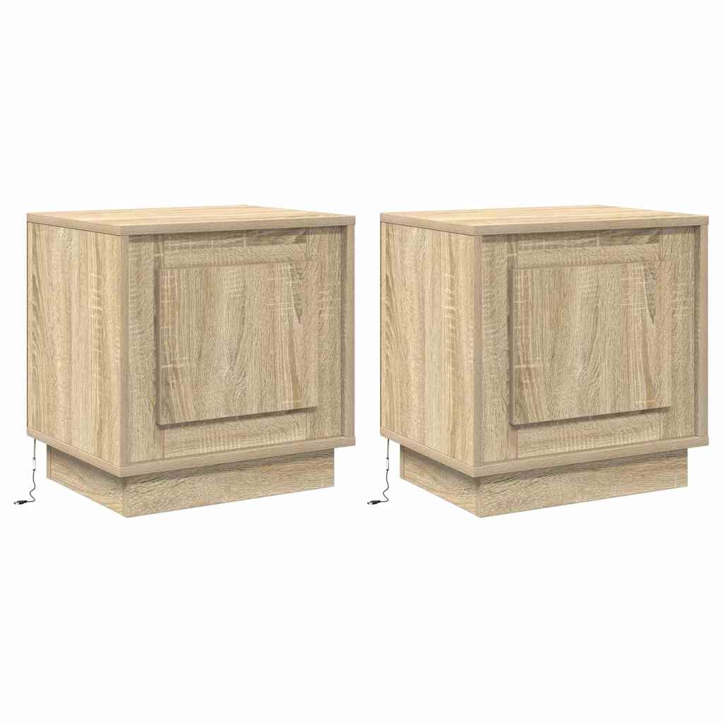Cabinet de chevet avec 2 pcs Chêne sonoma 44 x 34,5 x 45 cm - XIOS
