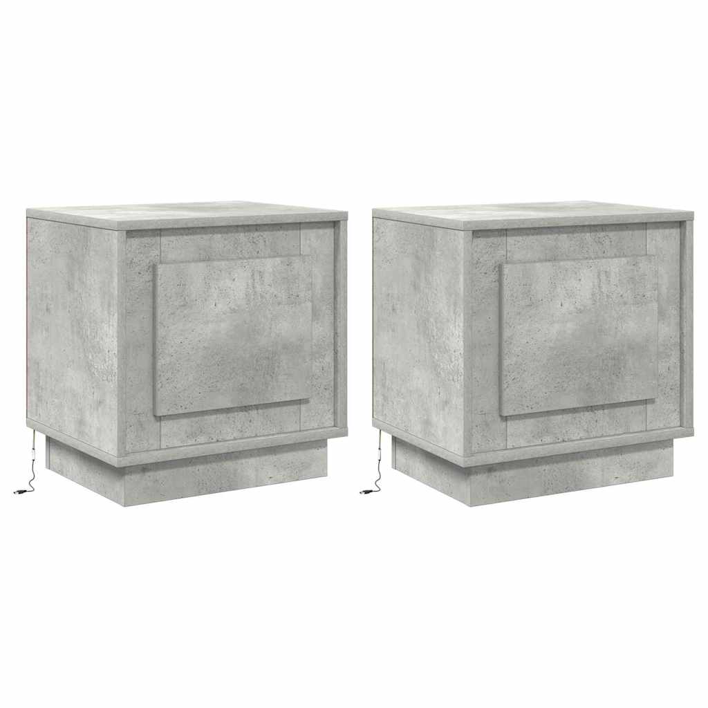 Cabinet de chevet avec 2 pcs Gris béton 44 x 34,5 x 45 cm - XIOS