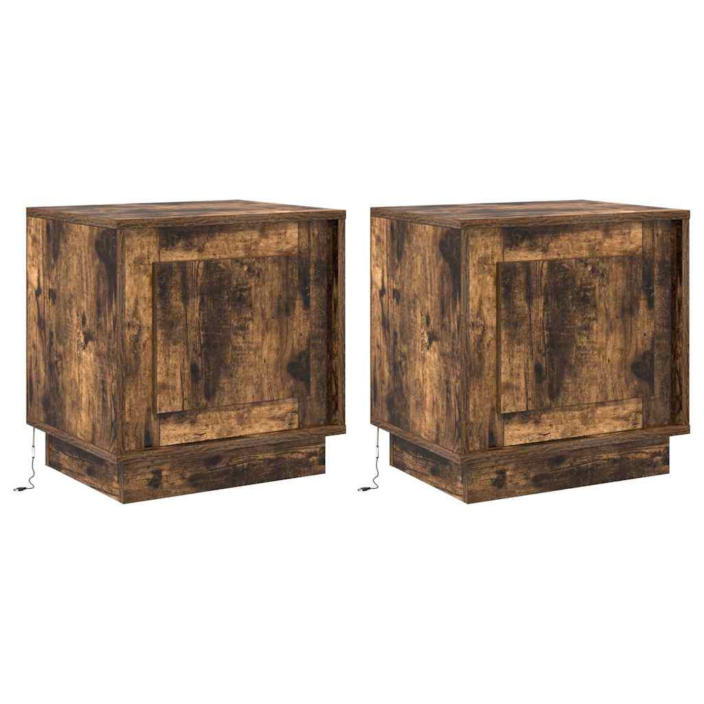 Cabinet de chevet avec 2 pcs Chêne fumé 44 x 34,5 x 45 cm - XIOS