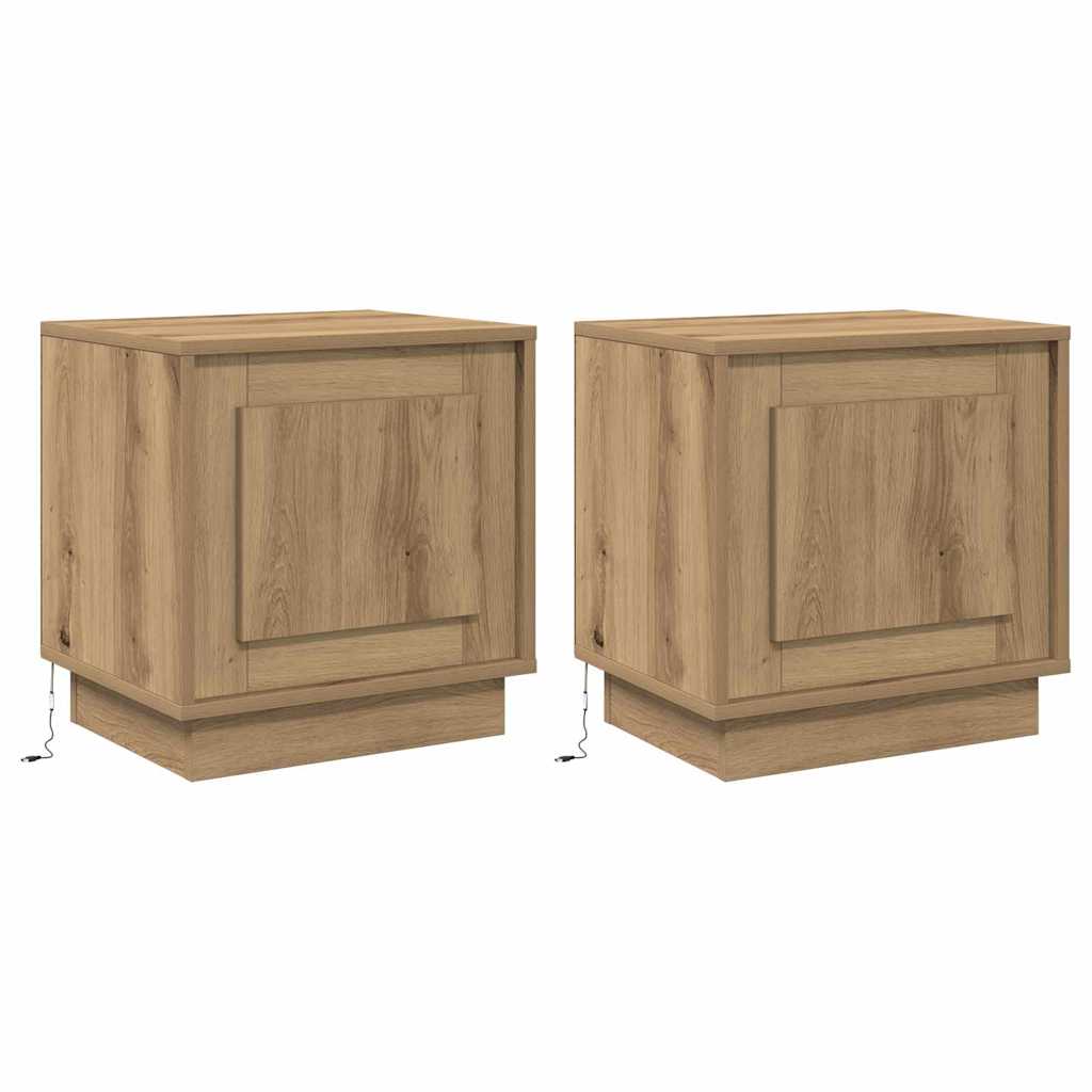 Cabinet de chevet avec 2 pcs chêne artisanal 44 x 34,5 x 45 cm - XIOS