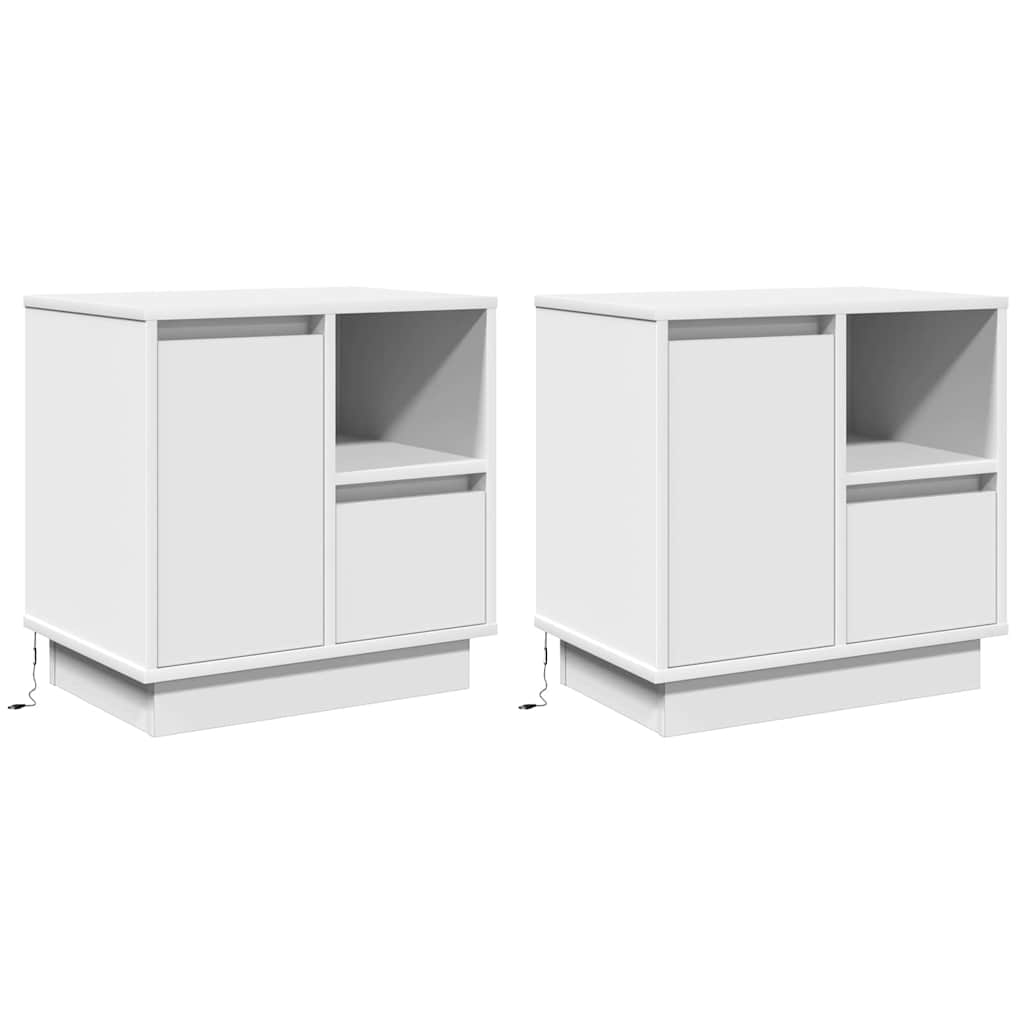 Cabinet de chevet avec tiroir 2 pcs Blanc 50 x 34.5 x 50 cm. - XIOS
