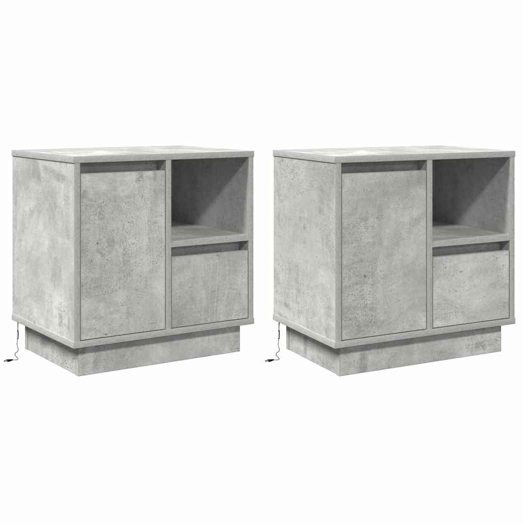 Cabinet de chevet avec 2 pcs Gris béton 50 x 34.5 x 50 cm. - XIOS