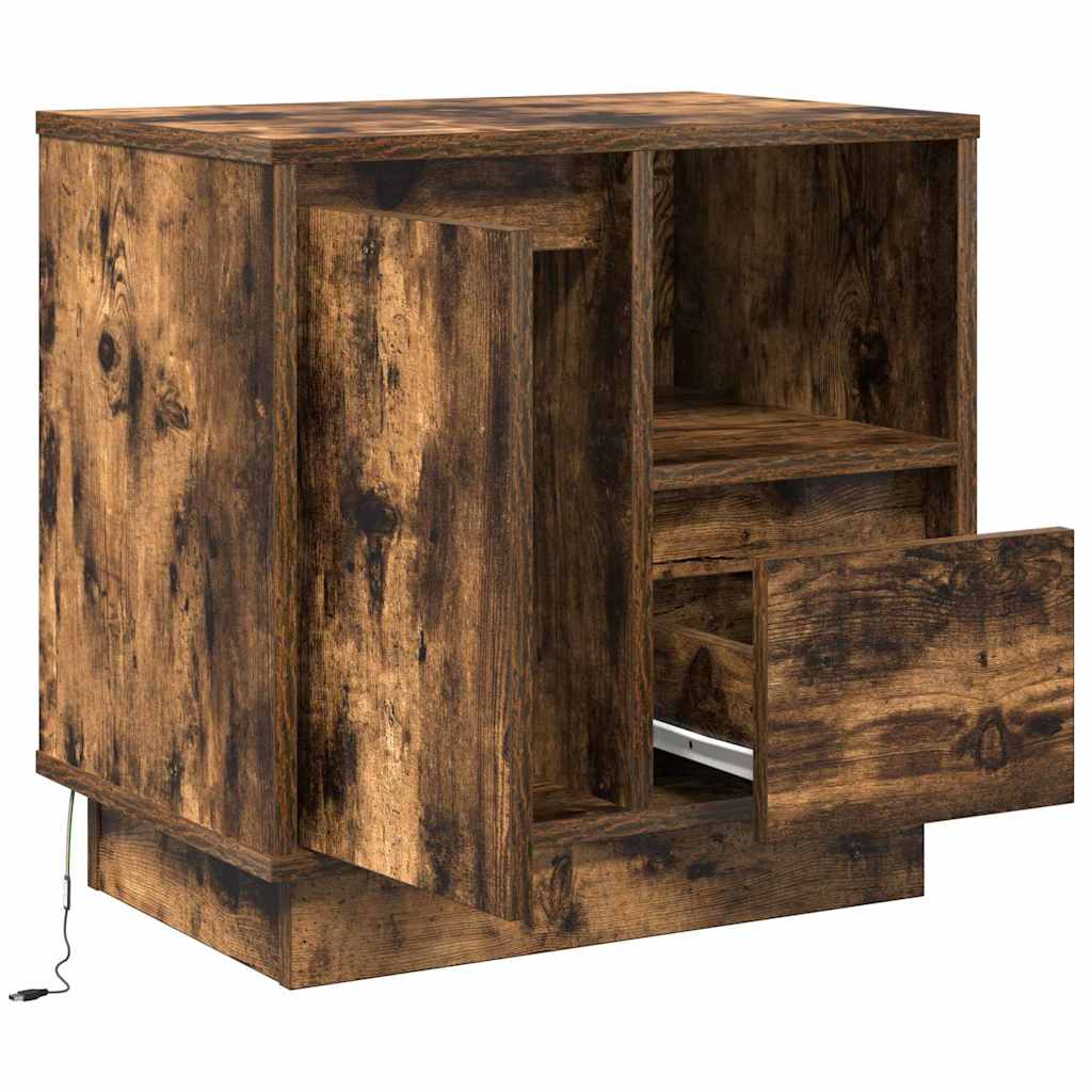 Cabinet de chevet avec tiroir Chêne fumé 50 x 34.5 x 50 cm. - XIOS