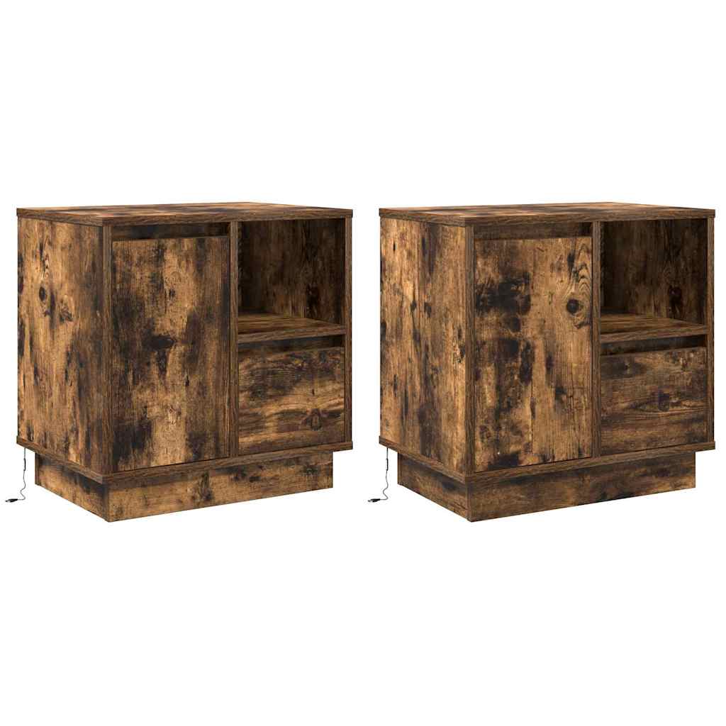 Cabinet de chevet avec 2 pcs Chêne fumé 50 x 34.5 x 50 cm. - XIOS