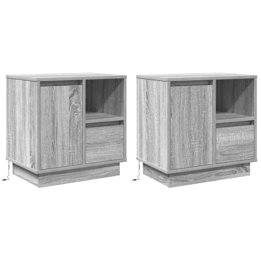 Cabinet de chevet avec tiroir 2 pcs Gris 50 x 34.5 x 50 cm. - XIOS