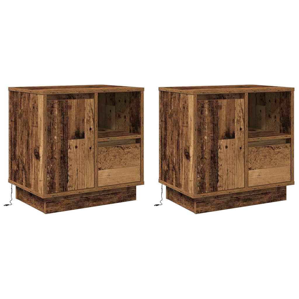 Cabinet de chevet avec 2 pcs Bois Ancien 50 x 34.5 x 50 cm. - XIOS