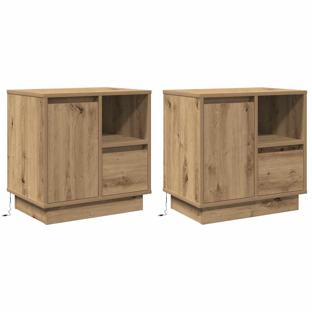 Cabinet de chevet 2 pc Chêne artisanal 50 x 34,5 x 50 cm. - XIOS