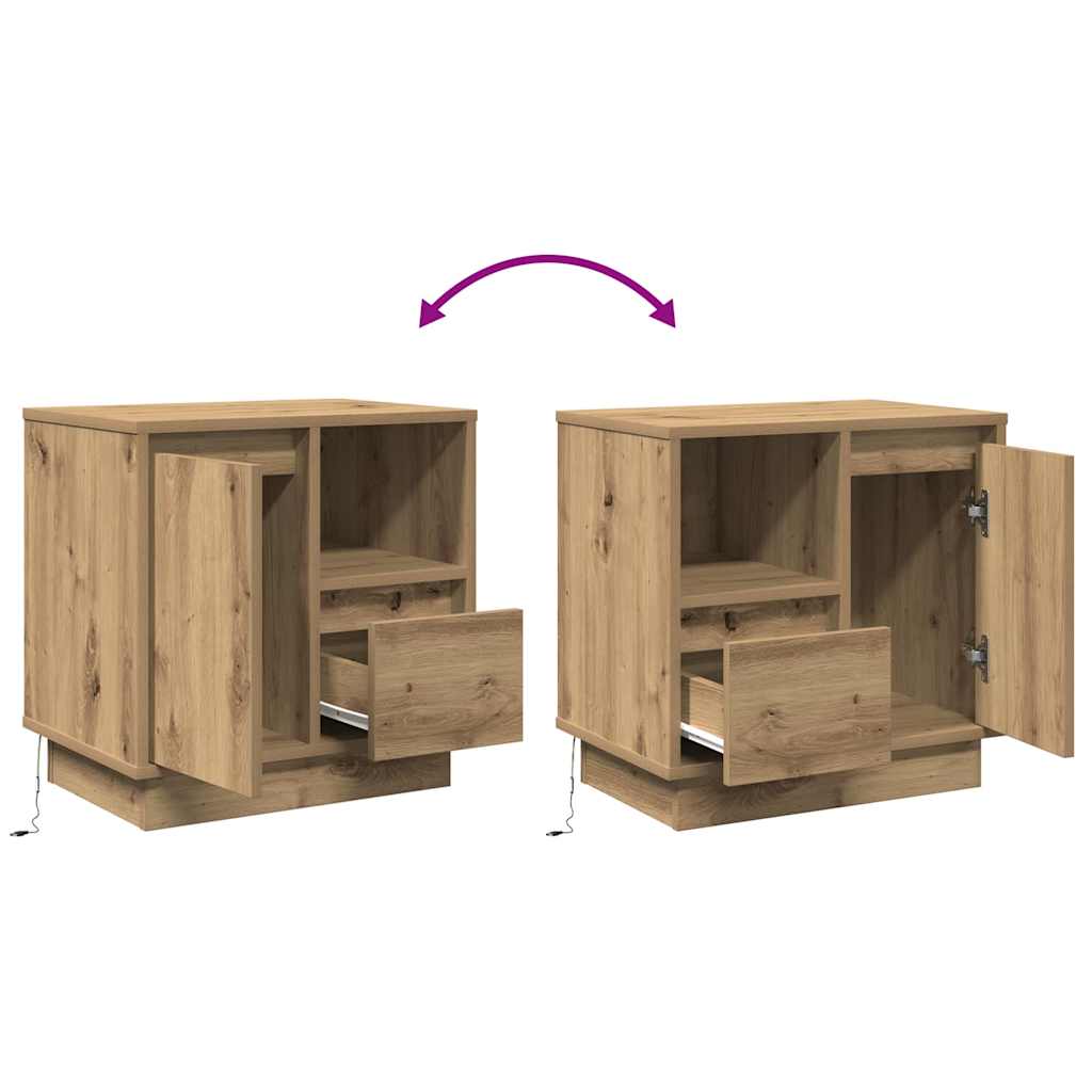 Cabinet de chevet 2 pc Chêne artisanal 50 x 34,5 x 50 cm. - XIOS