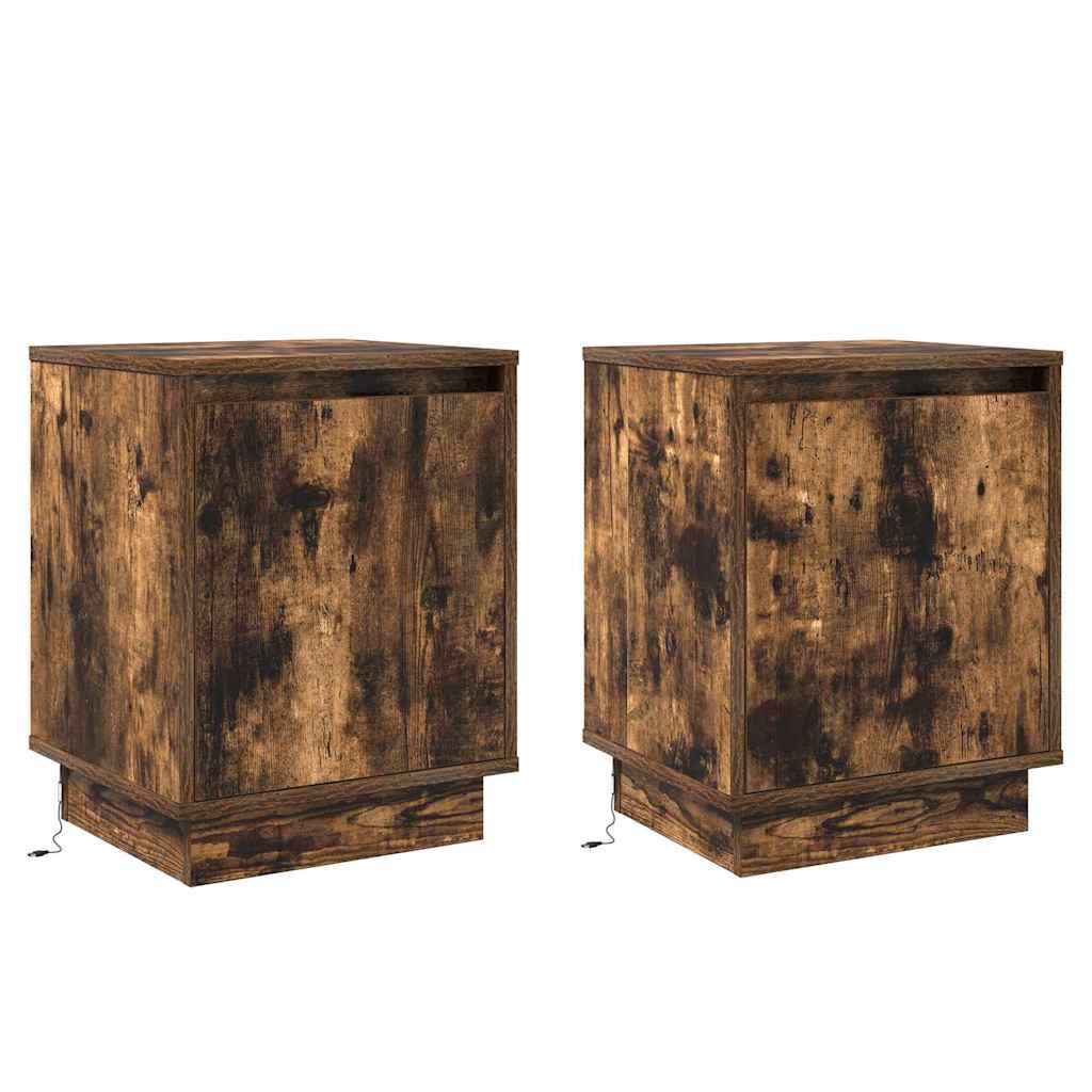 Cabinet de chevet avec 2 pcs Chêne fumé 39 x 34.5 x 50 cm - XIOS