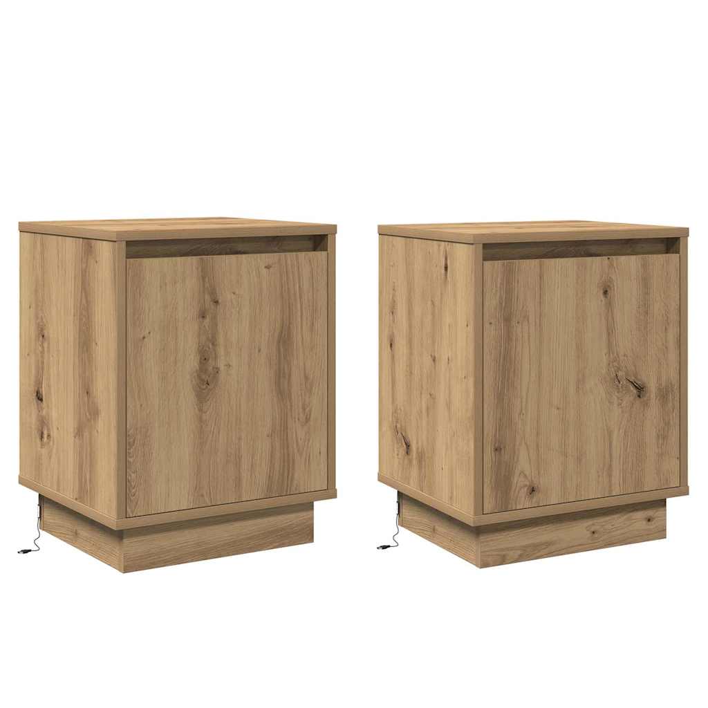 Cabinet de chevet avec 2 pcs chêne artisanal 39 x 34.5 x 50 cm - XIOS