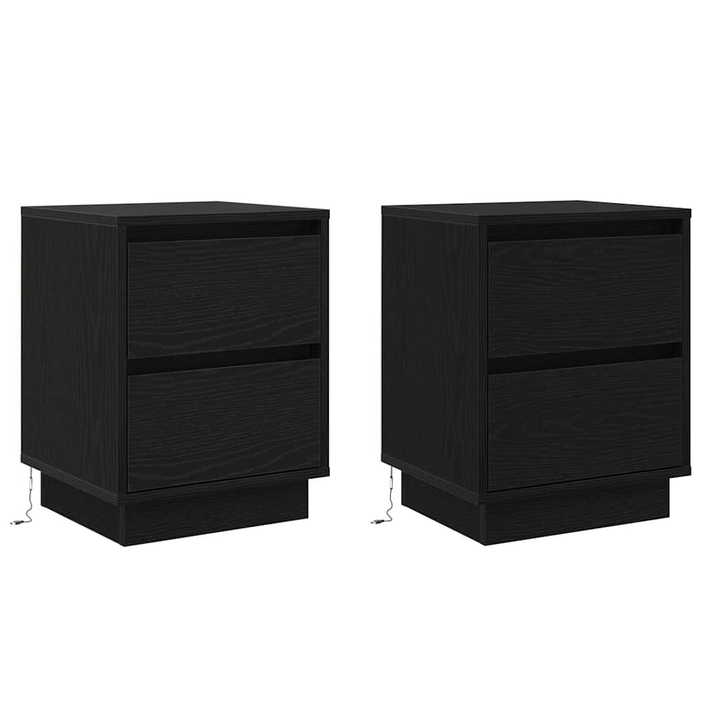 Cabinet de chevet 2 pc Chêne noir 39 x 34,5 x 50 cm - XIOS