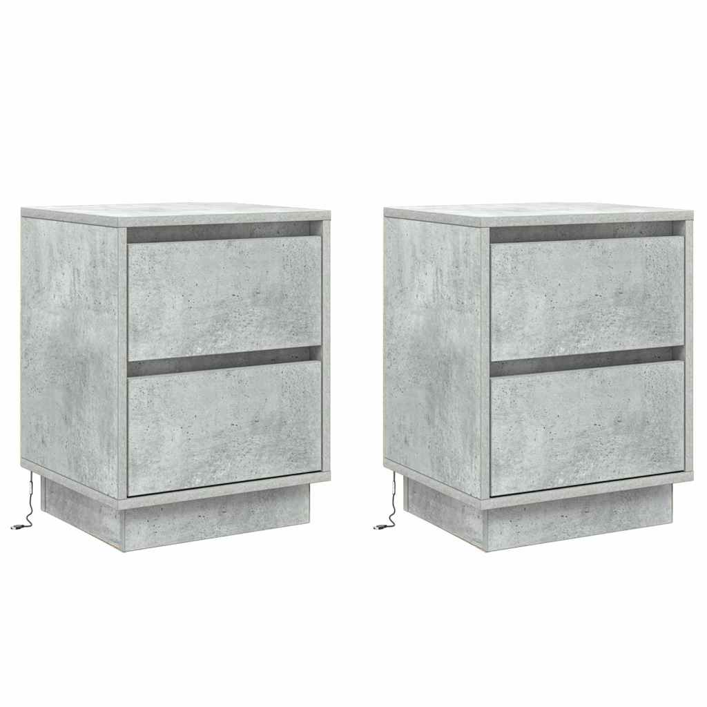 Cabinet de chevet 2 pcs Gris béton 39 x 34,5 x 50 cm - XIOS