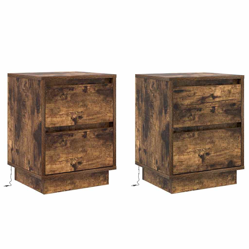 Cabinet de chevet avec 2 pcs Chêne fumé 39 x 34.5 x 50 cm - XIOS