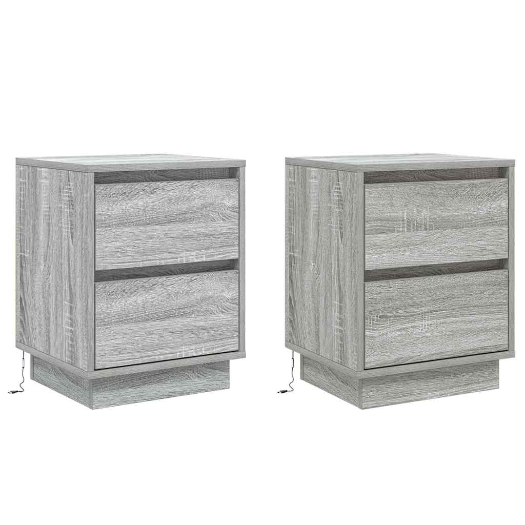 Cabinet de chevet avec tiroir 2 pcs Gris 39 x 34,5 x 50 cm - XIOS