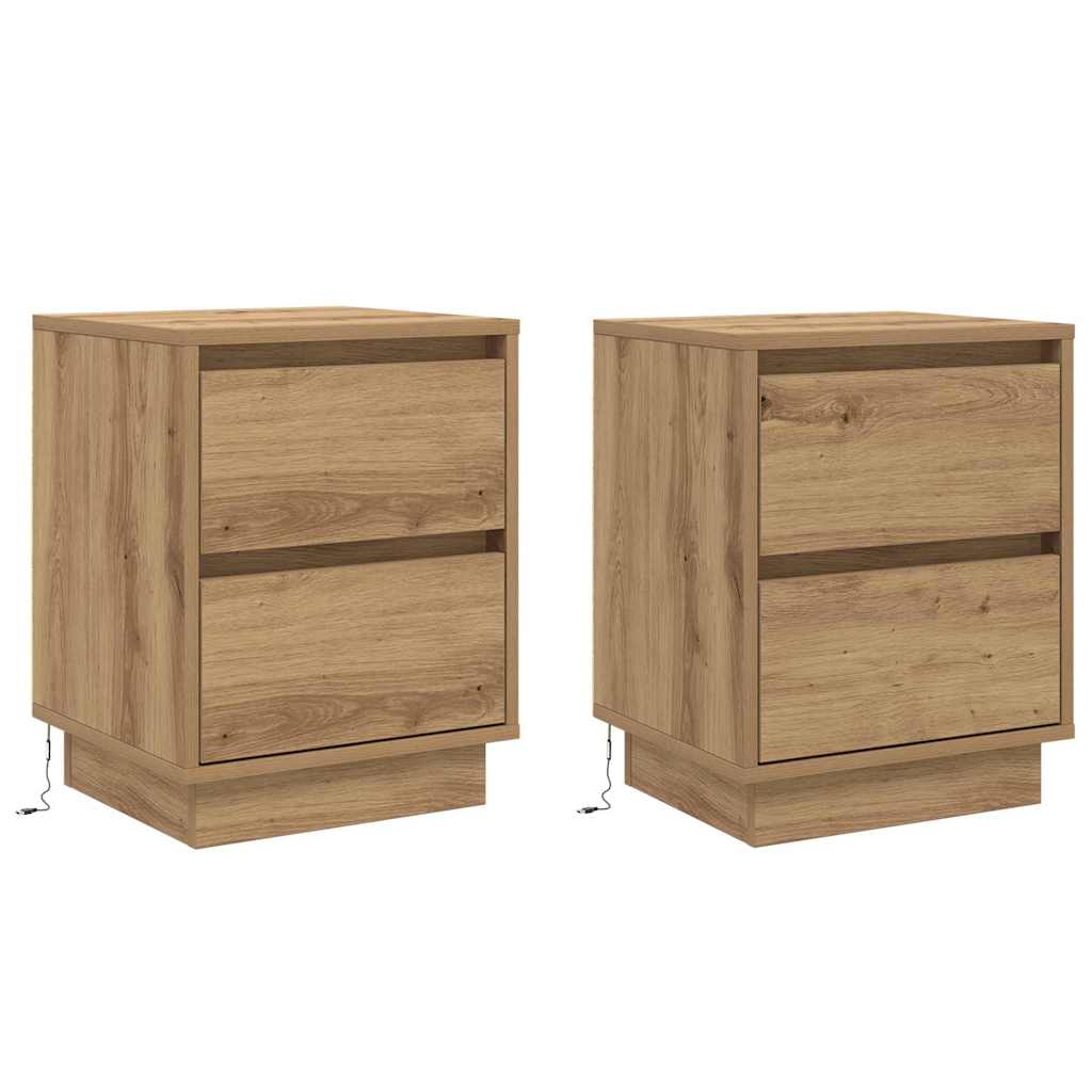 Cabinet de chevet 2 pc Chêne artisanal 39 x 34,5 x 50 cm - XIOS