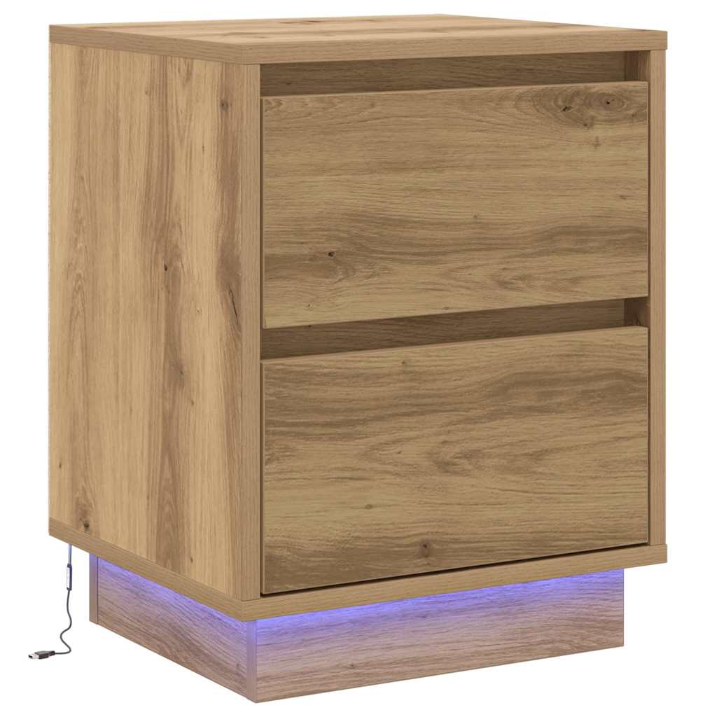 Cabinet de chevet 2 pc Chêne artisanal 39 x 34,5 x 50 cm - XIOS