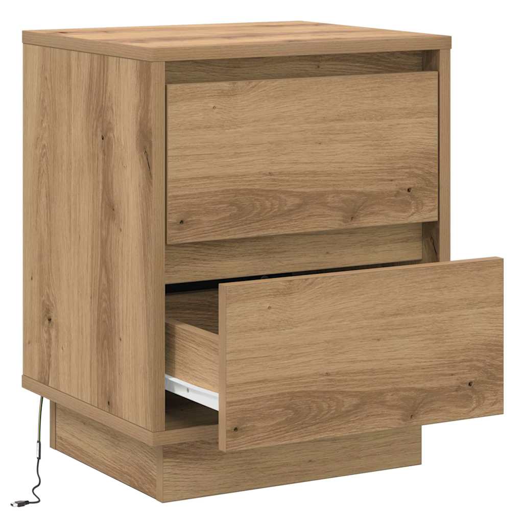 Cabinet de chevet 2 pc Chêne artisanal 39 x 34,5 x 50 cm - XIOS