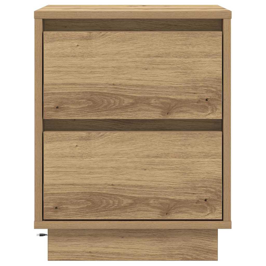 Cabinet de chevet 2 pc Chêne artisanal 39 x 34,5 x 50 cm - XIOS