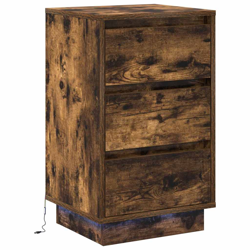 Cabinet de chevet avec tiroir avec Chêne fumé 39 x 34,5 x 65 cm - XIOS
