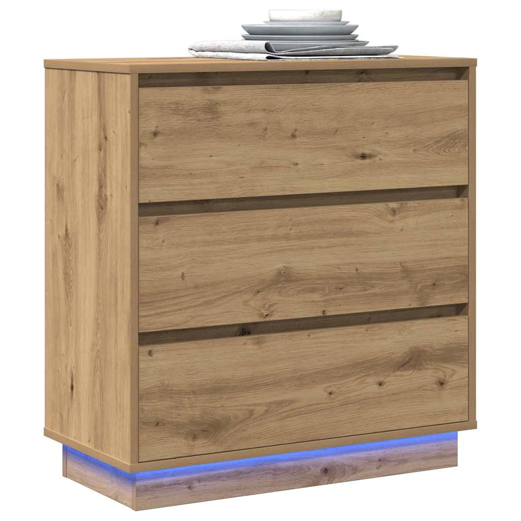 Cabinet de chevet avec tiroir Chêne artisanal 71 x 34,5 x 75 cm - XIOS
