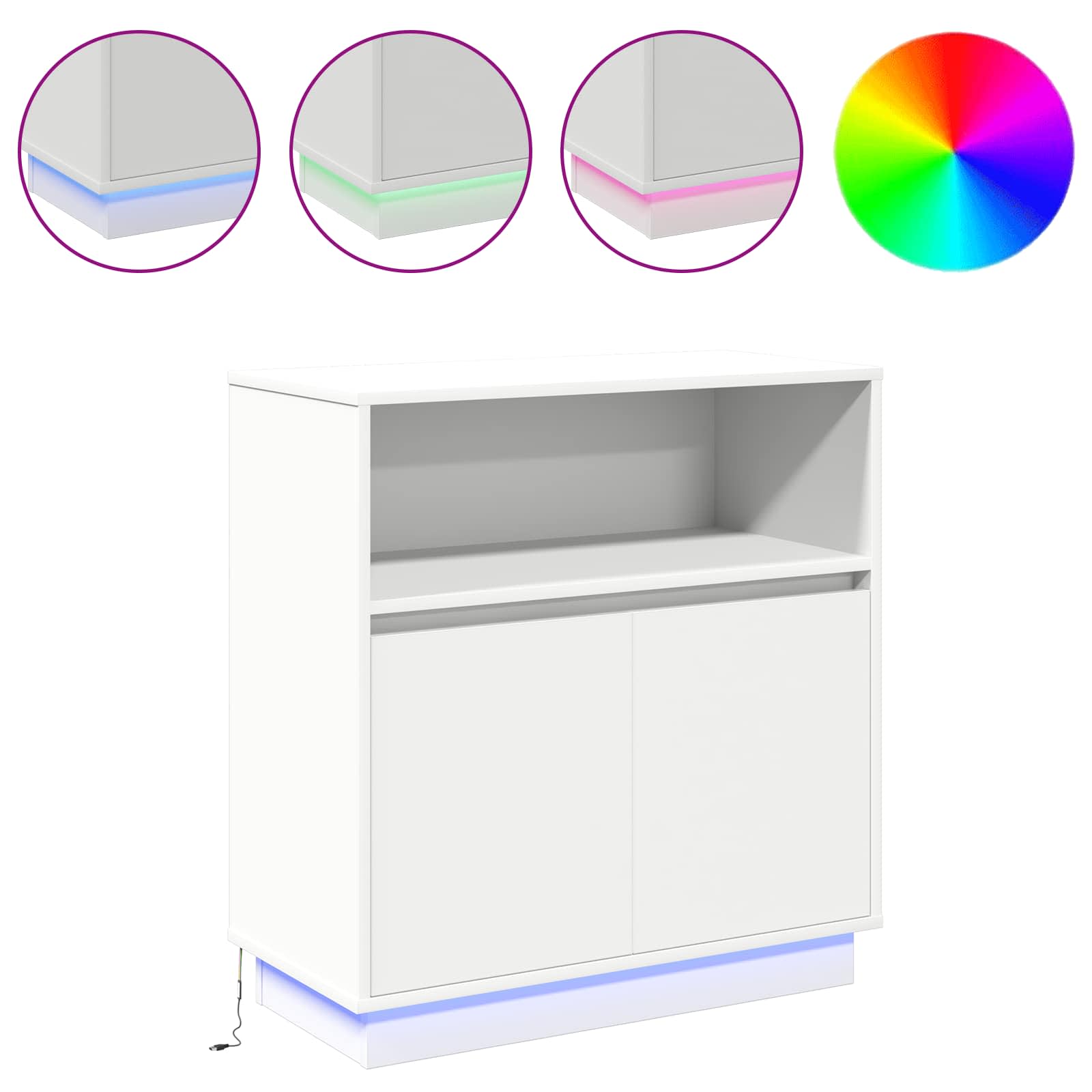 Buffet LED Blanc 71 x 34,5 x 75 cm Bois d'ingénierie - XIOS