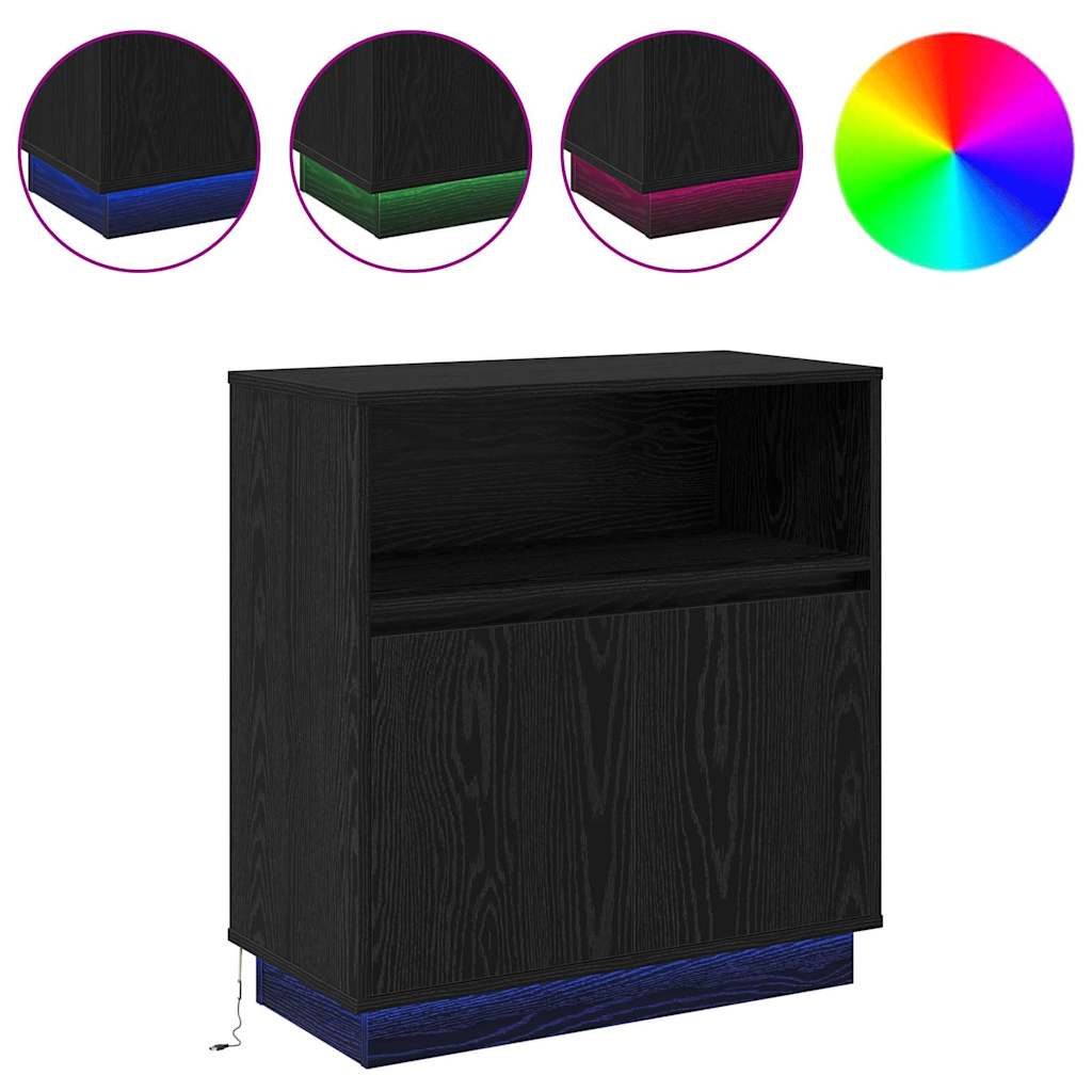 Buffet LED Chêne noir 71 x 34,5 x 75 cm Bois d'ingénierie - XIOS