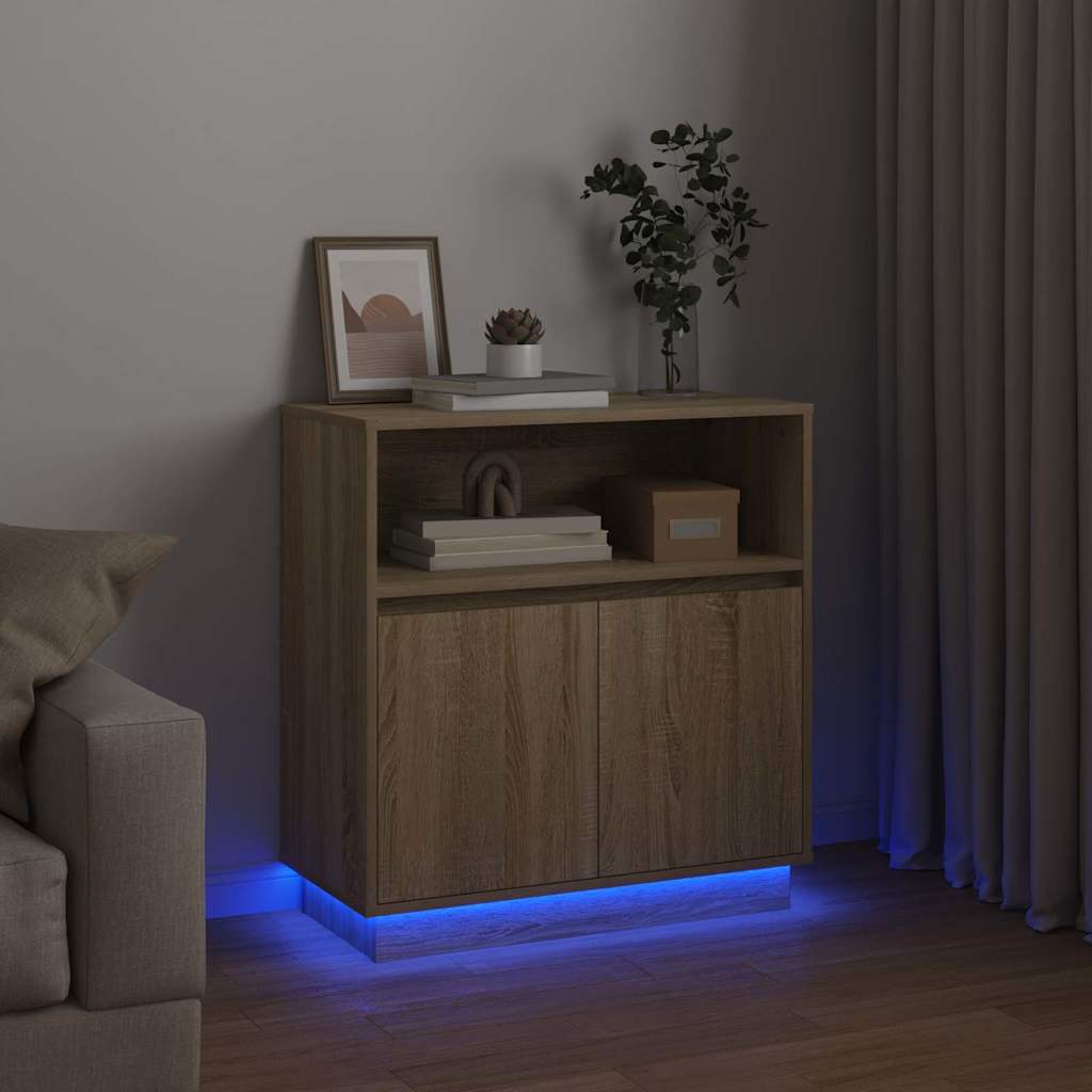 Buffet LED Chêne Sonoma 71 x 34,5 x 75 cm Bois d'ingénierie