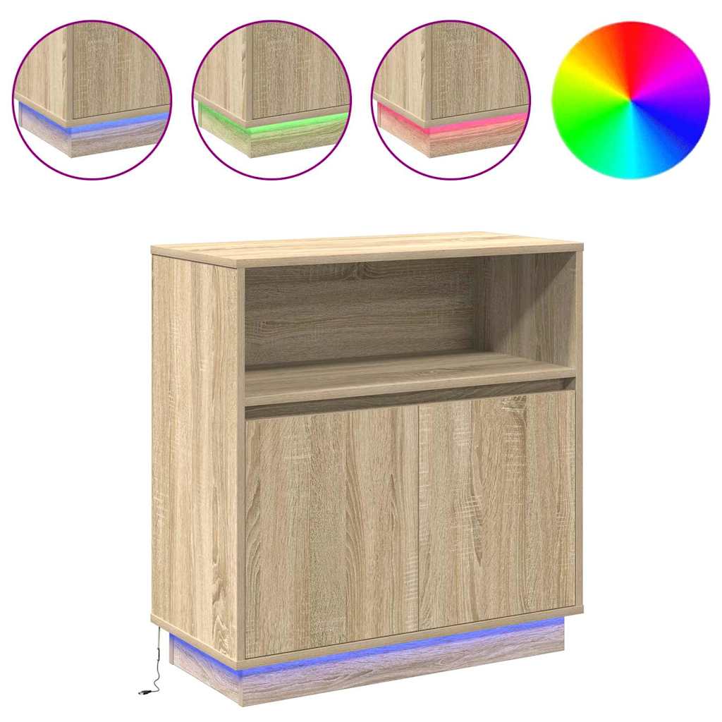 Buffet LED Chêne Sonoma 71 x 34,5 x 75 cm Bois d'ingénierie