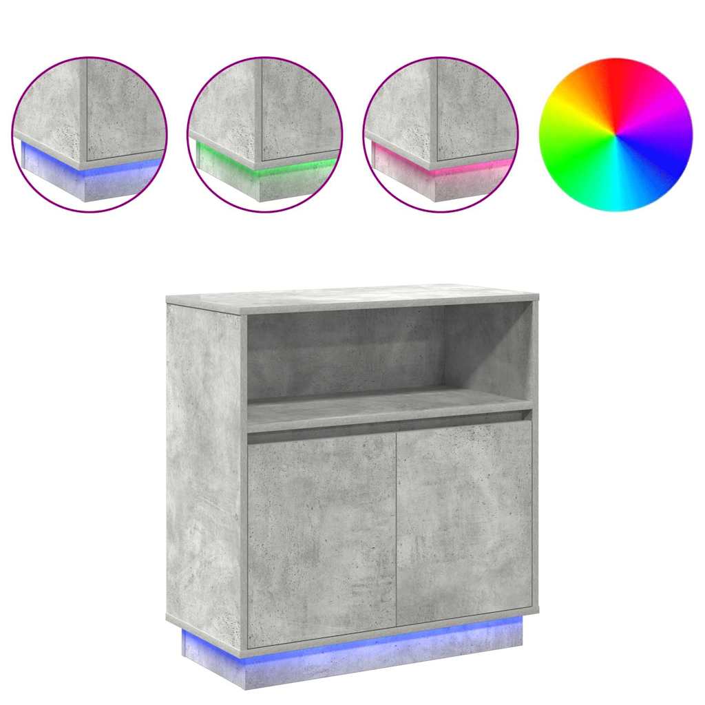 Buffet avec LED Gris béton 71 x 34.5 x 75 cm Bois d'ingénierie - XIOS