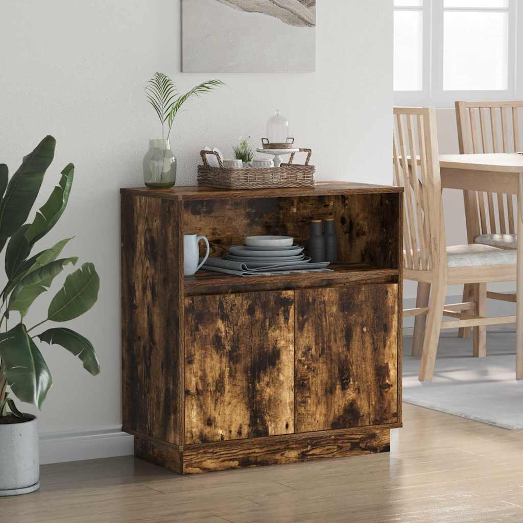 Buffet avec LED Chêne fumé 71 x 34.5 x 75 cm Bois d'ingénierie - XIOS