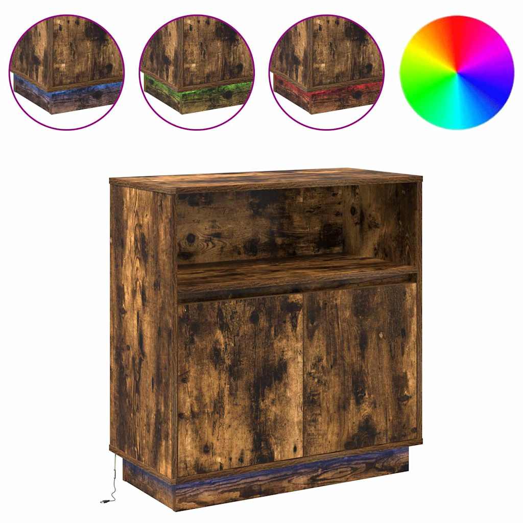 Buffet LED Chêne fumé 71 x 34,5 x 75 cm Bois d'ingénierie - XIOS