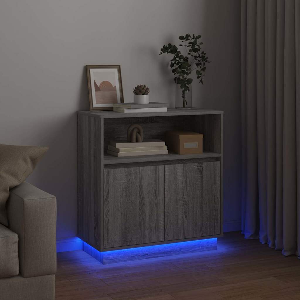 Buffet LED Gris Sonoma 71 x 34,5 x 75 cm Bois d'ingénierie - XIOS