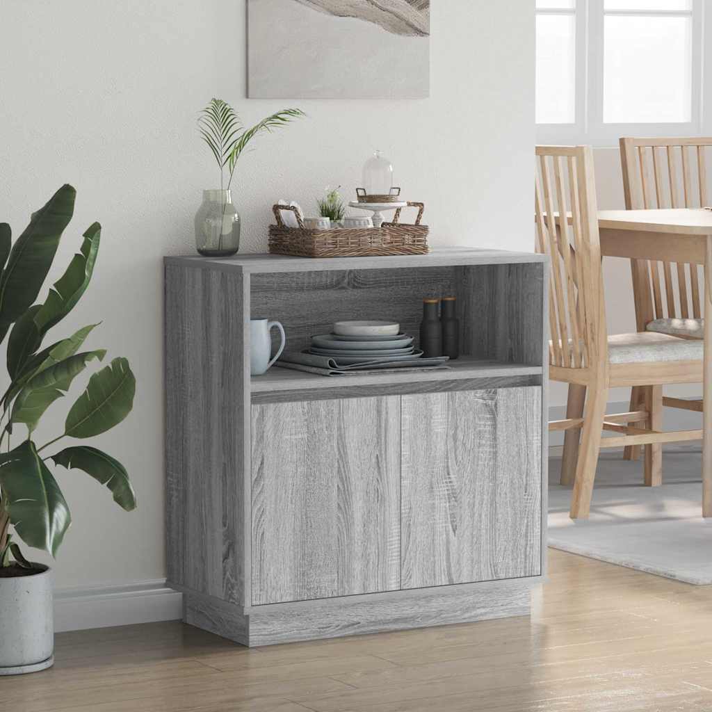 Buffet LED Gris Sonoma 71 x 34,5 x 75 cm Bois d'ingénierie - XIOS