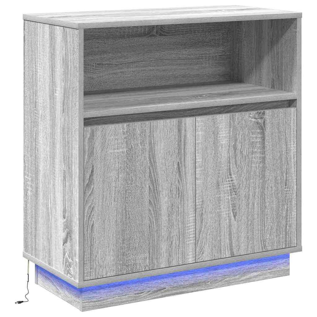 Buffet LED Gris Sonoma 71 x 34,5 x 75 cm Bois d'ingénierie - XIOS