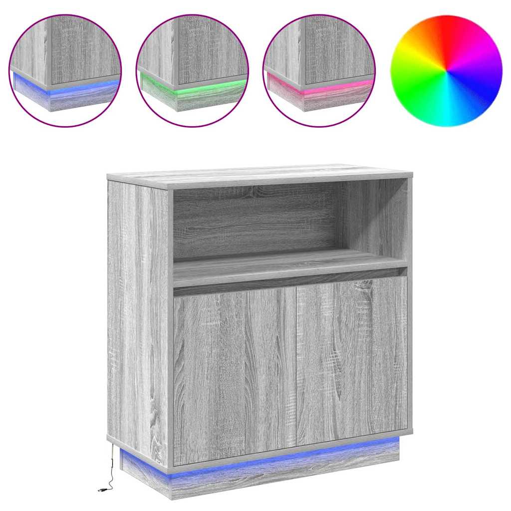 Buffet LED Gris Sonoma 71 x 34,5 x 75 cm Bois d'ingénierie - XIOS