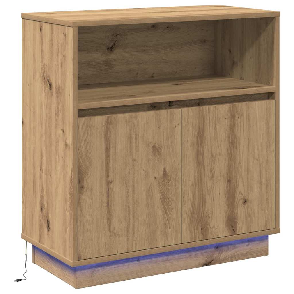 Buffet LED Chêne artisanal 71 x 34,5 x 75 cm Bois d'ingénierie - XIOS