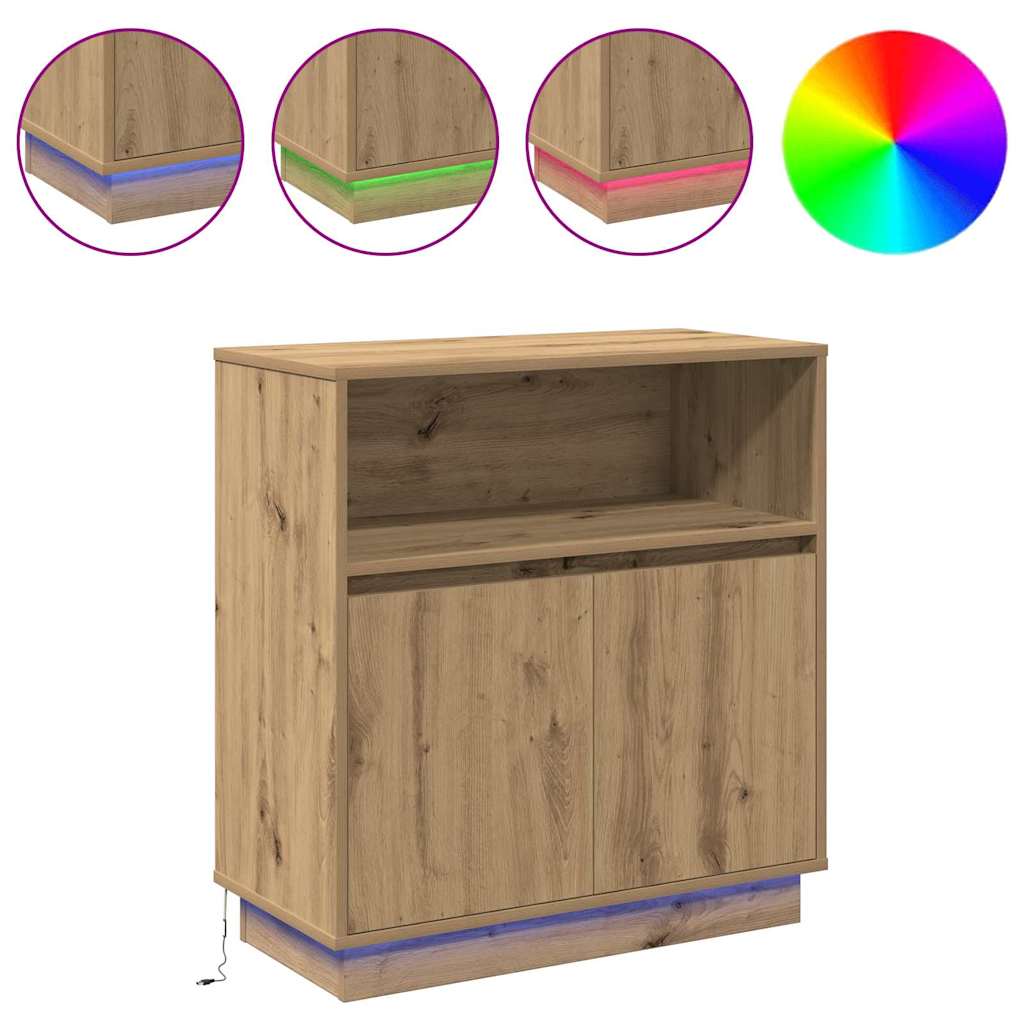 Buffet LED Chêne artisanal 71 x 34,5 x 75 cm Bois d'ingénierie - XIOS