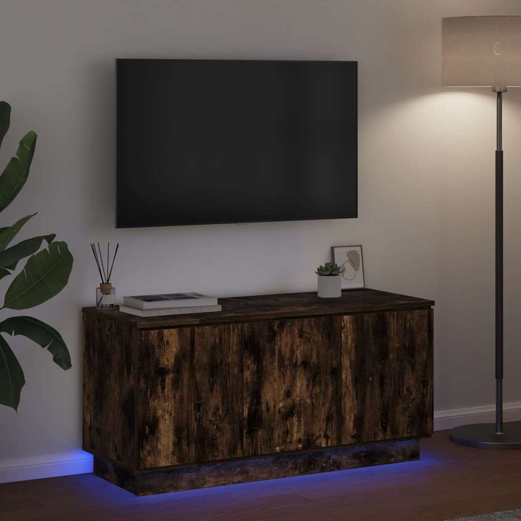 Meuble TV avec LED Chêne fumé 100 x 38 x 49 cm - XIOS