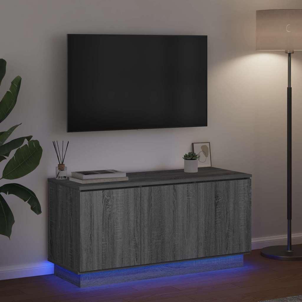Meuble TV avec LED Sonoma gris 100 x 38 x 49 cm - XIOS