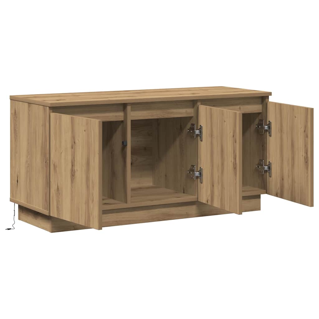 Meuble TV avec LED chêne artisanal 100 x 38 x 49 cm - XIOS