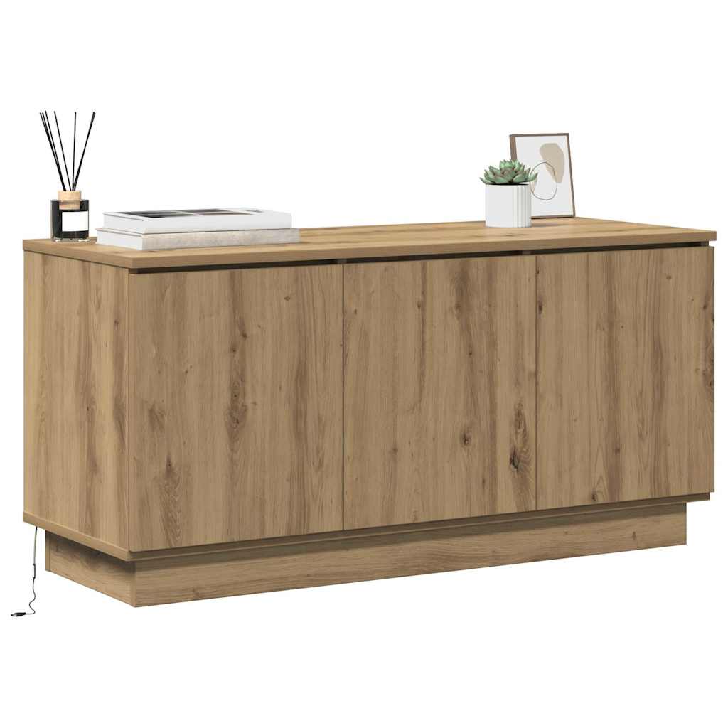 Meuble TV avec LED chêne artisanal 100 x 38 x 49 cm - XIOS