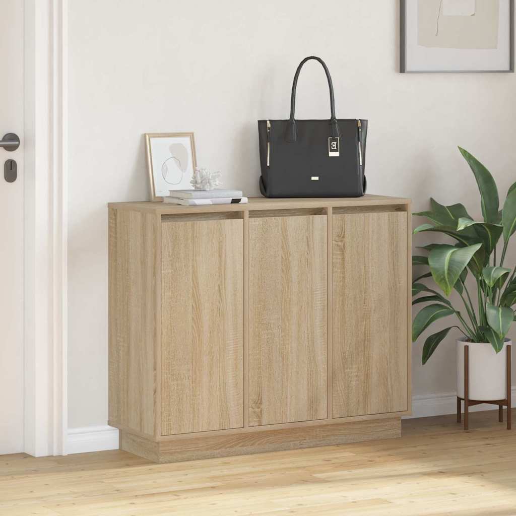 Buffet LED Chêne Sonoma 90 x 32 x 75 cm Bois d'ingénierie - XIOS