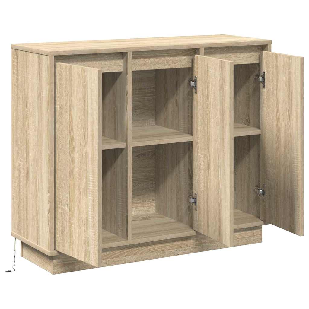 Buffet LED Chêne Sonoma 90 x 32 x 75 cm Bois d'ingénierie - XIOS