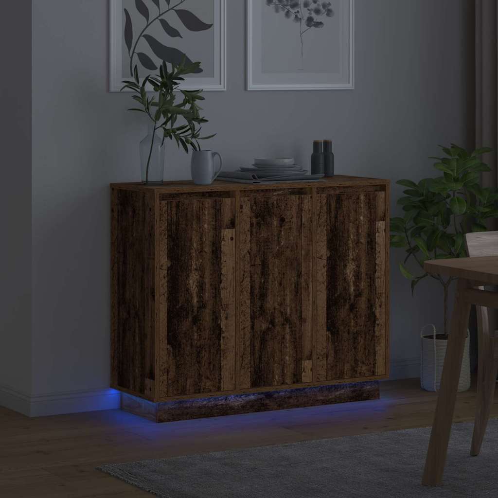 Buffet LED Bois ancien 90 x 32 x 75 cm Bois d'ingénierie - XIOS