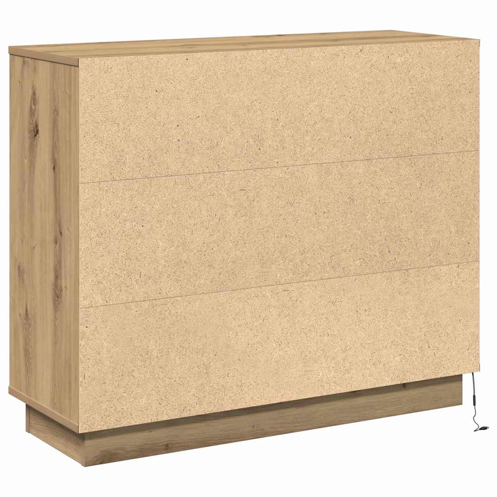 Buffet LED Chêne artisanal 90 x 32 x 75 cm Bois d'ingénierie - XIOS