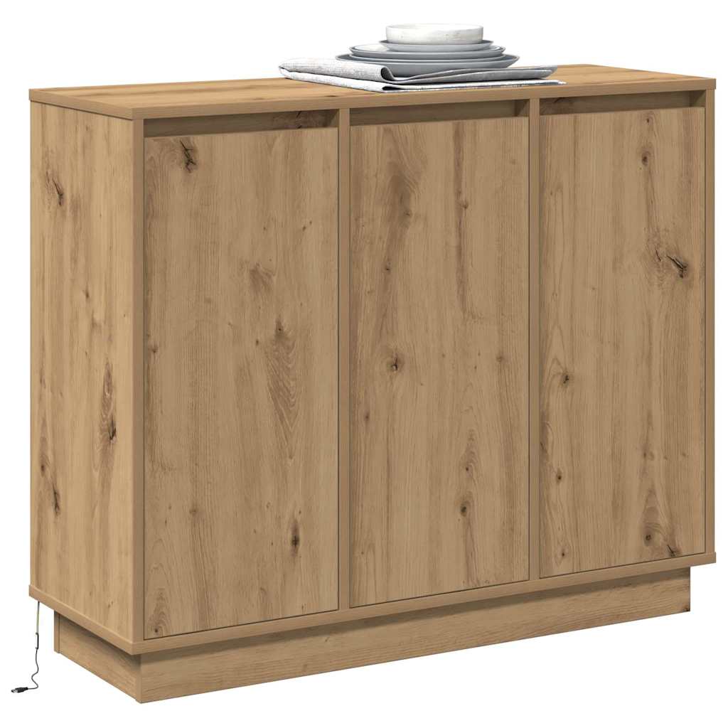 Buffet LED Chêne artisanal 90 x 32 x 75 cm Bois d'ingénierie - XIOS