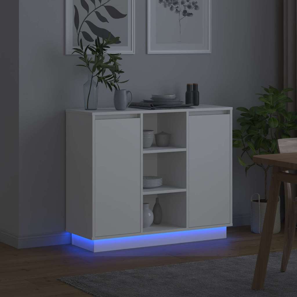 Buffet LED Blanc 90 x 32 x 75 cm Bois d'ingénierie - XIOS