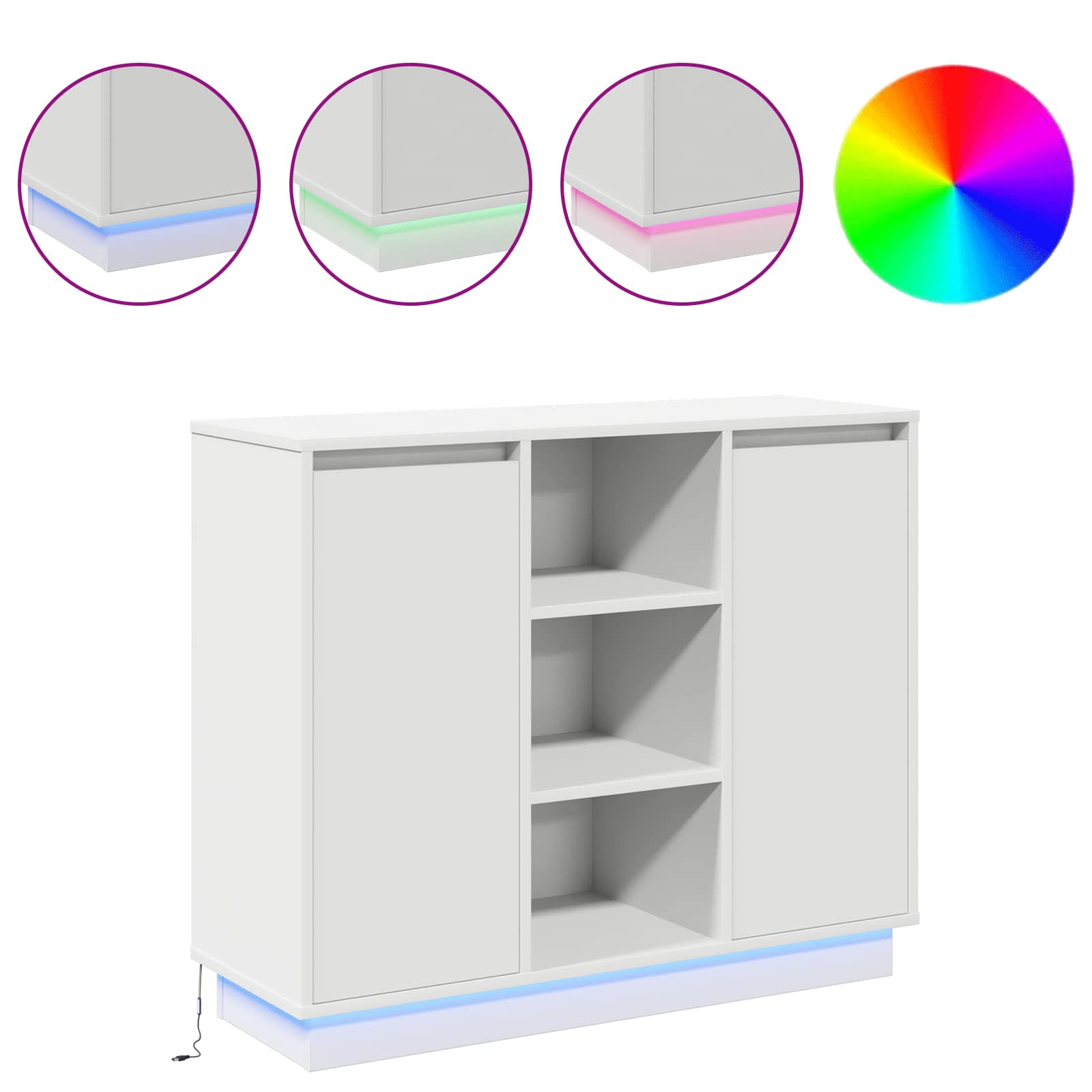Buffet LED Blanc 90 x 32 x 75 cm Bois d'ingénierie - XIOS
